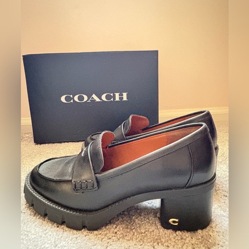 Coach Black Leather Penny Loafers - Picture 4 of 6